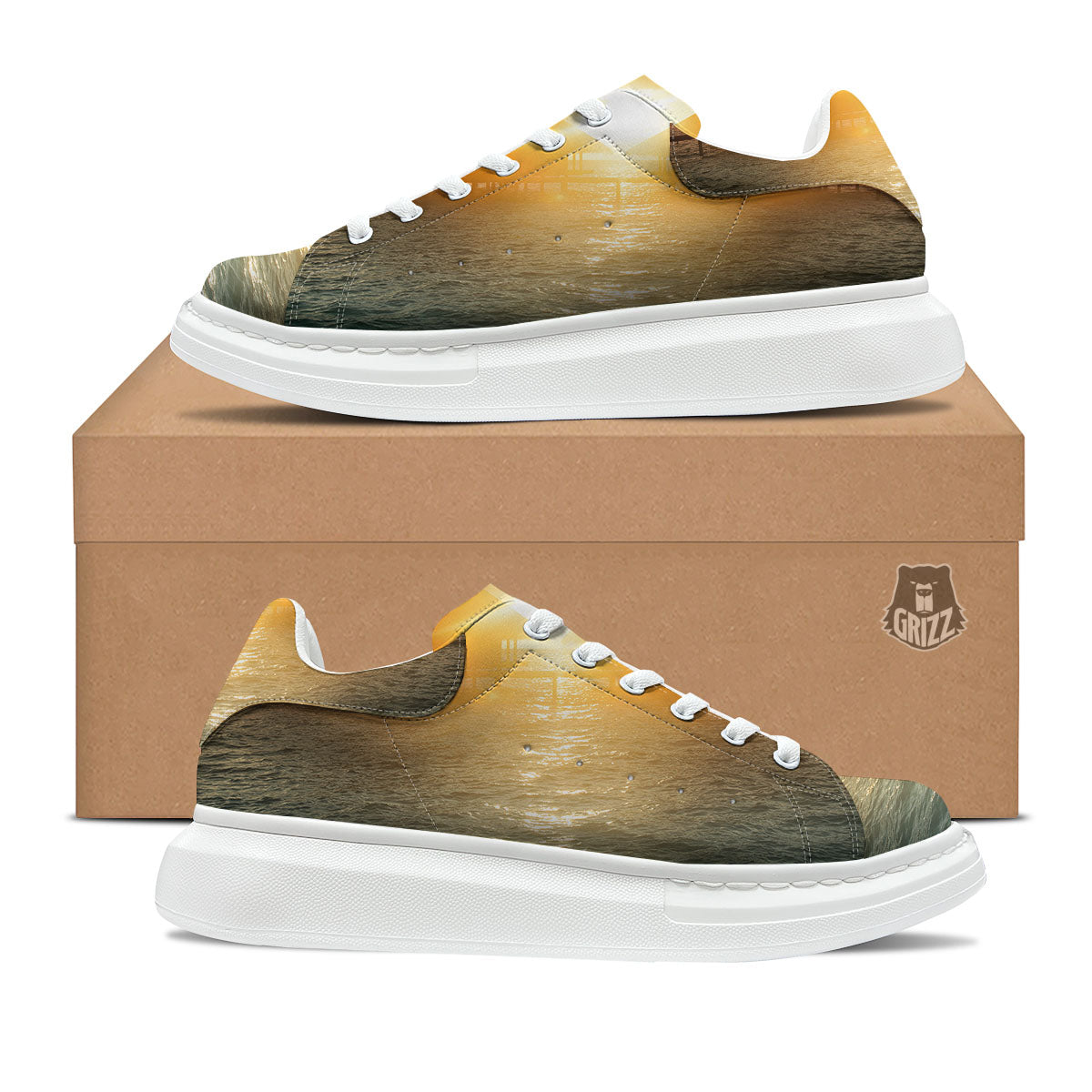 Sunset Maldives Print Platform Shoes-grizzshop
