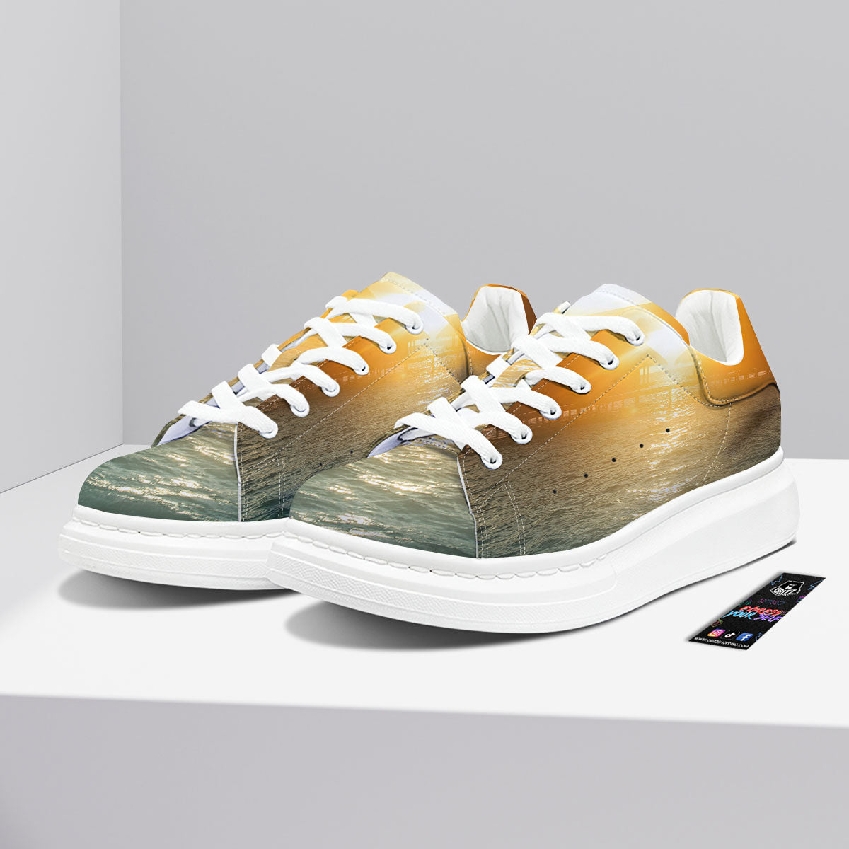 Sunset Maldives Print Platform Shoes-grizzshop