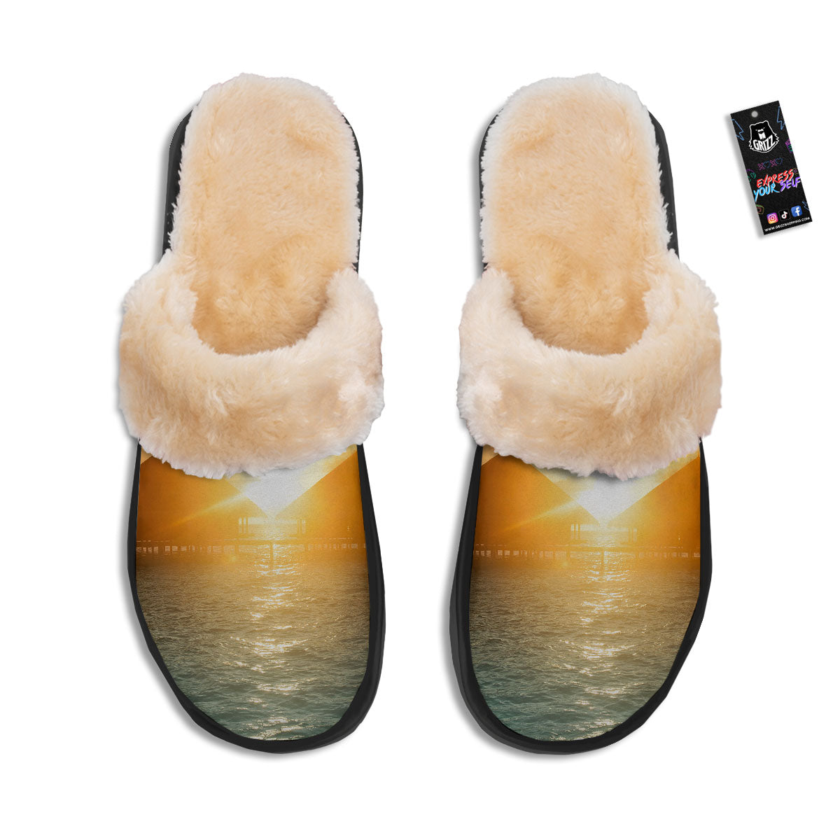 Sunset Maldives Print Slippers-grizzshop