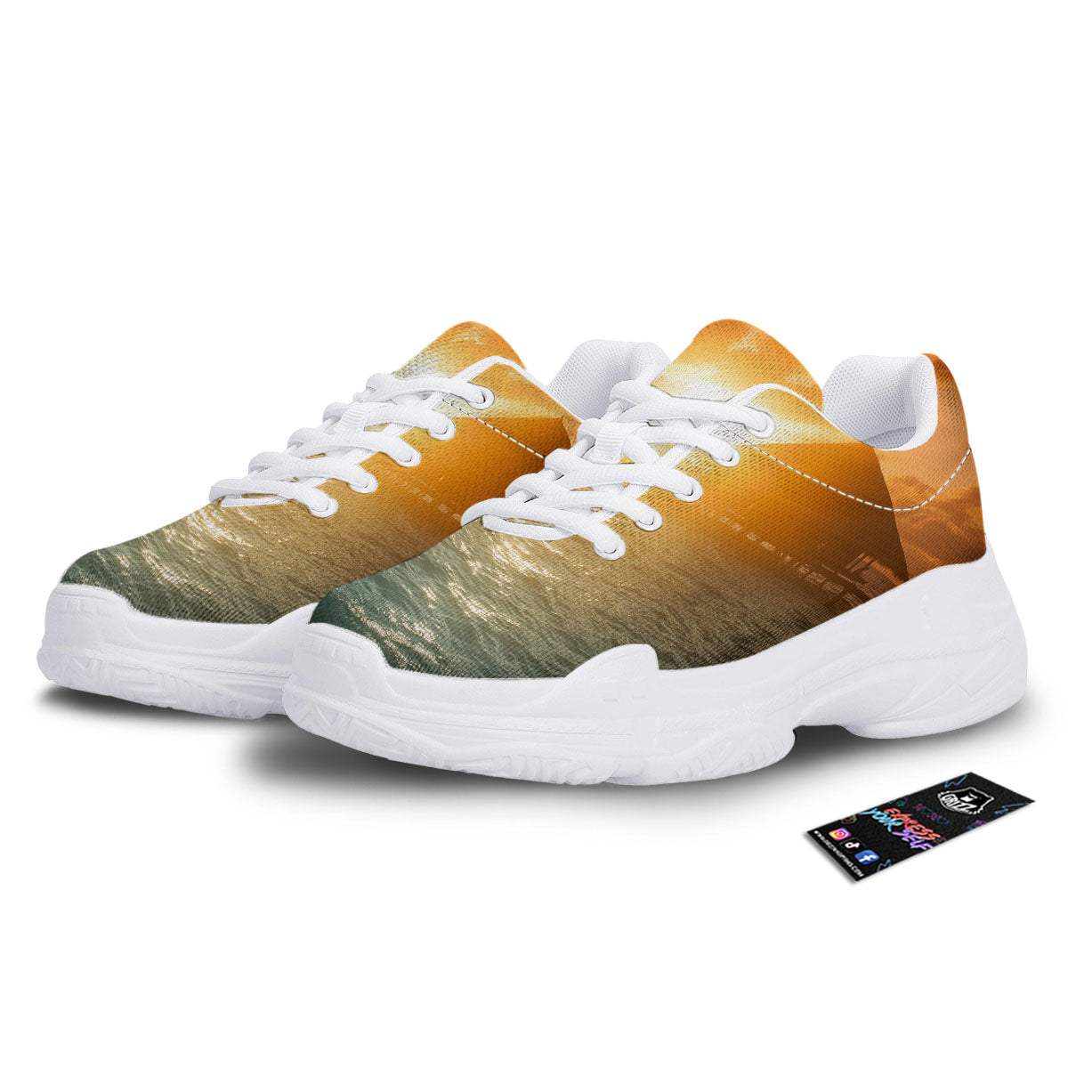 Sunset Maldives Print White Chunky Shoes-grizzshop