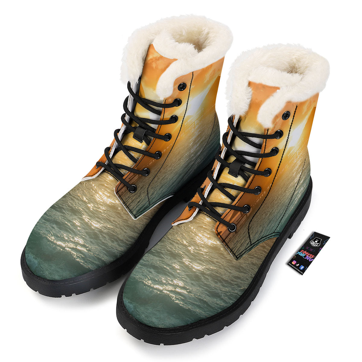 Sunset Maldives Print Winter Boots-grizzshop