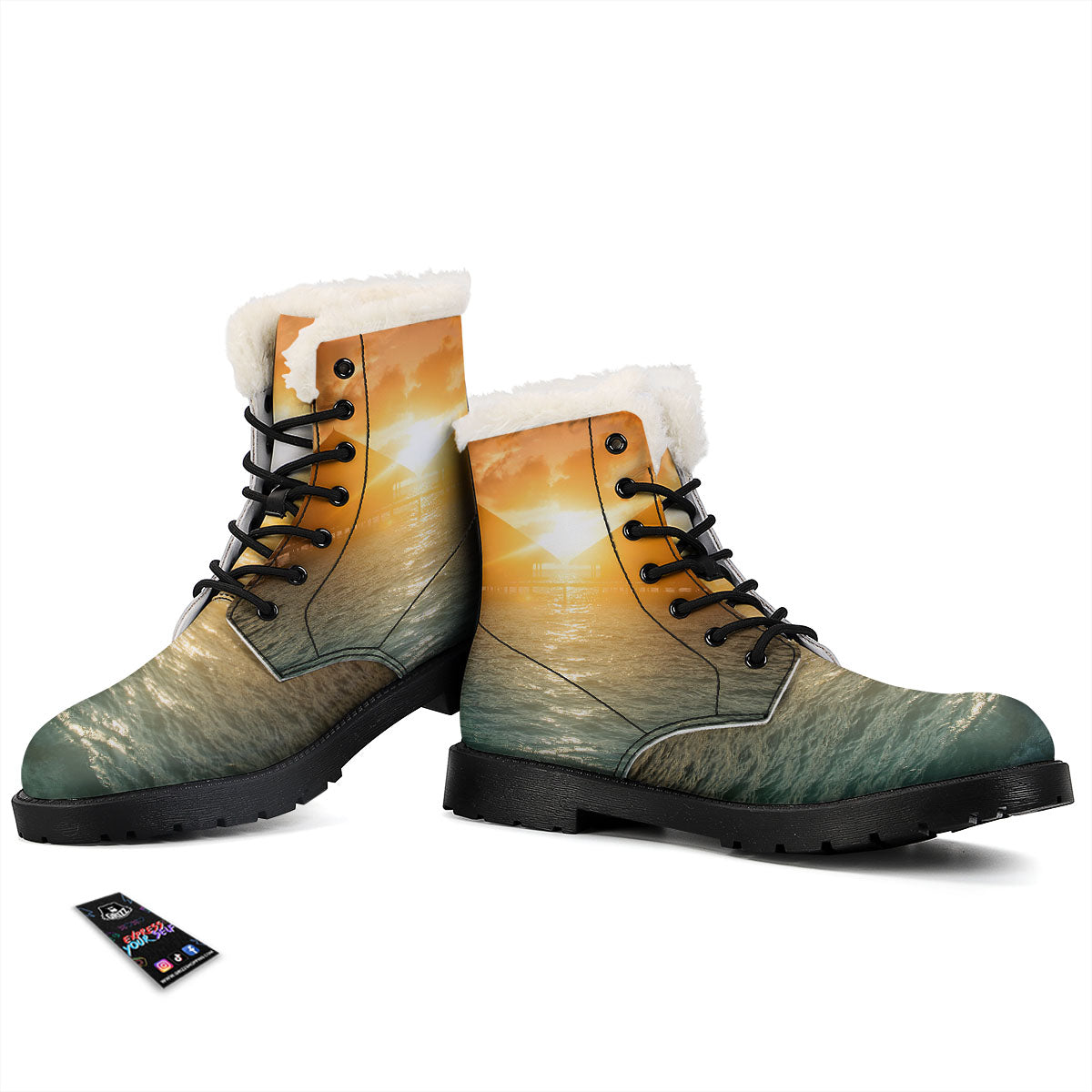 Sunset Maldives Print Winter Boots-grizzshop