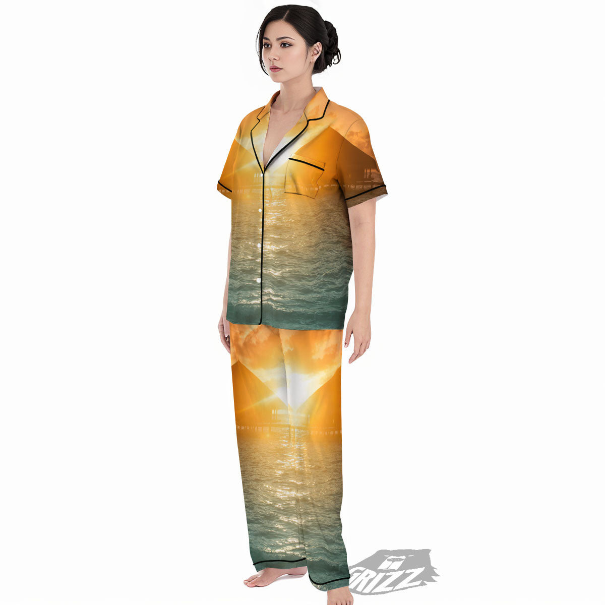 Sunset Maldives Print Women's Pajamas Set-grizzshop