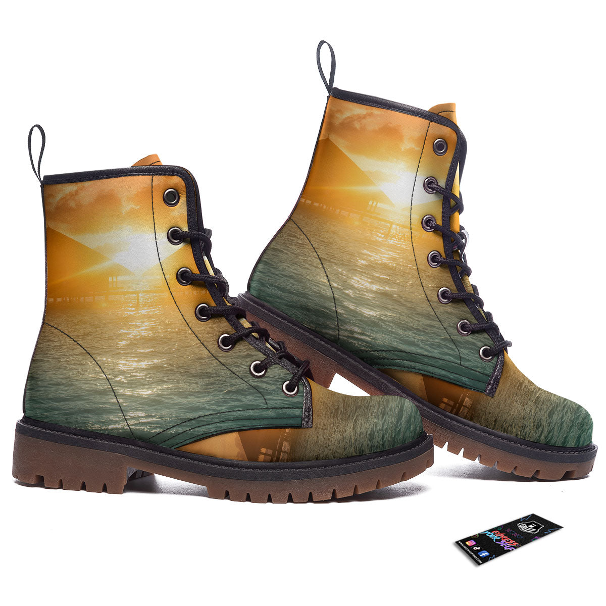 Sunset Maldives Print Work Boots-grizzshop
