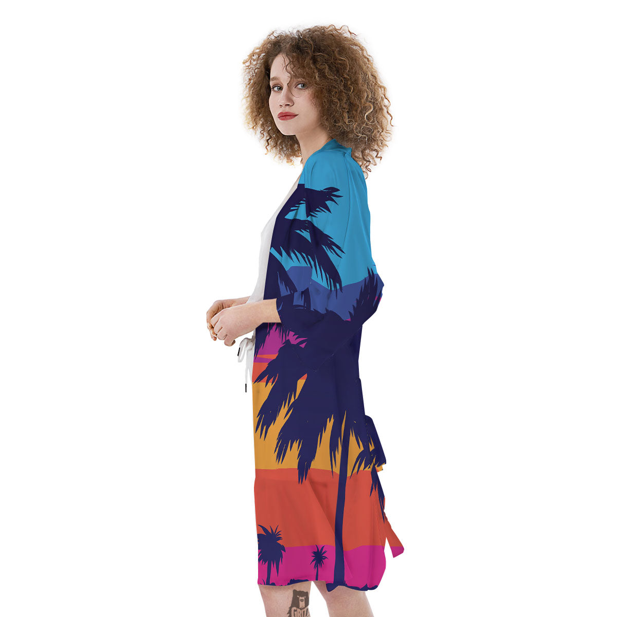Sunset On The Beach And Palm Trees Print Kimono-grizzshop