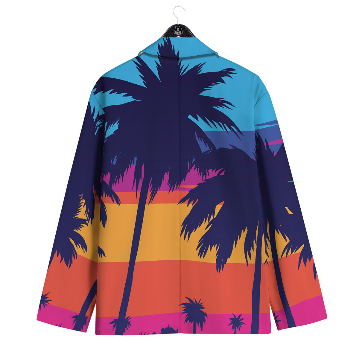 Sunset On The Beach And Palm Trees Print Men's Sport Coat-grizzshop