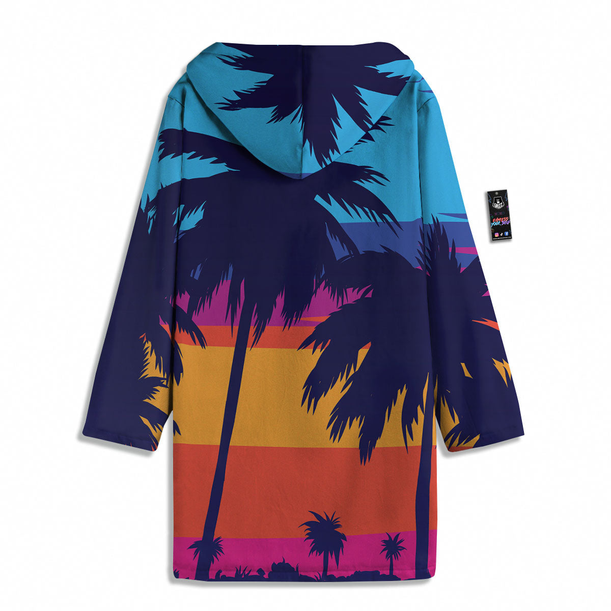 Sunset On The Beach And Palm Trees Print Men's Windbreaker Jacket-grizzshop