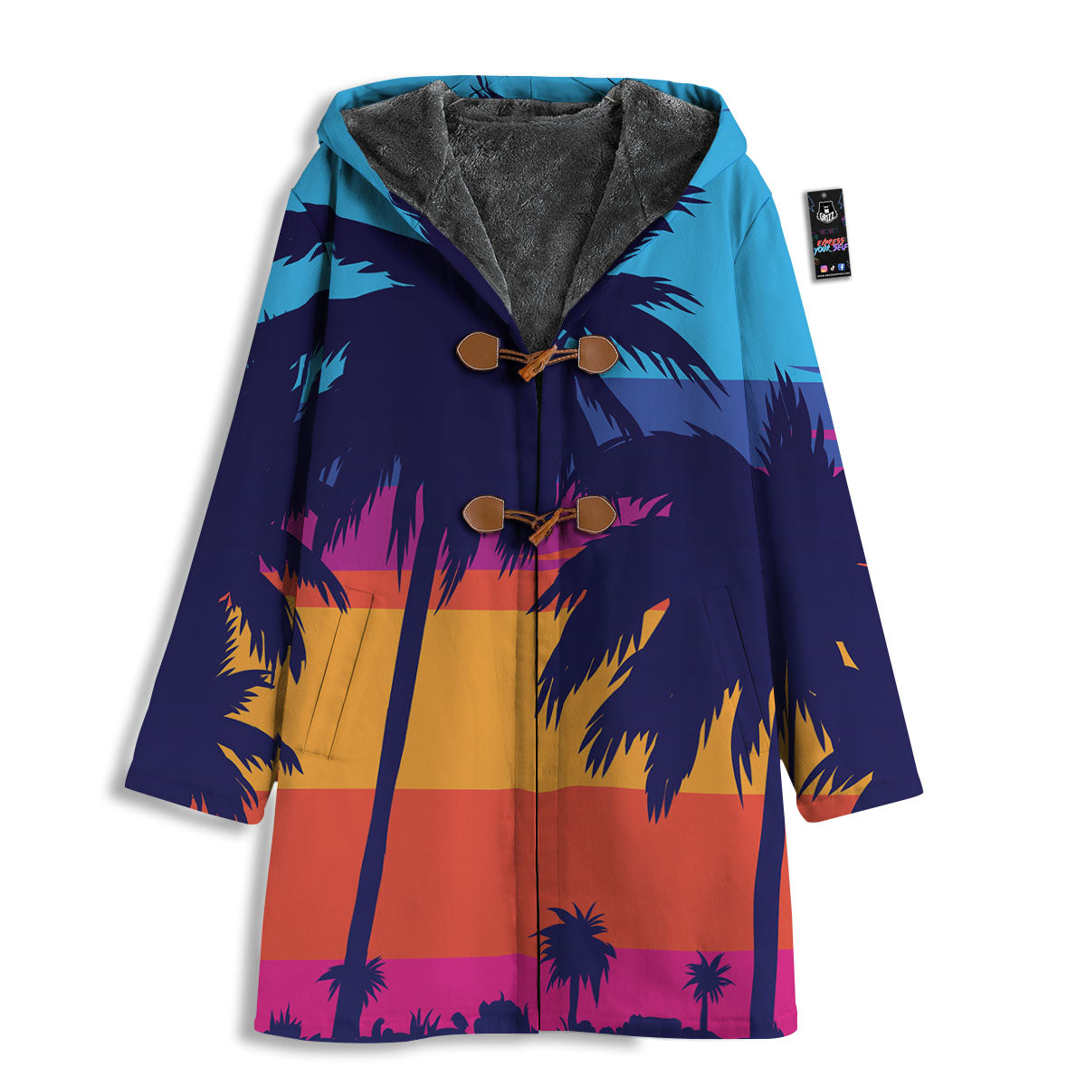 Sunset On The Beach And Palm Trees Print Men's Windbreaker Jacket-grizzshop