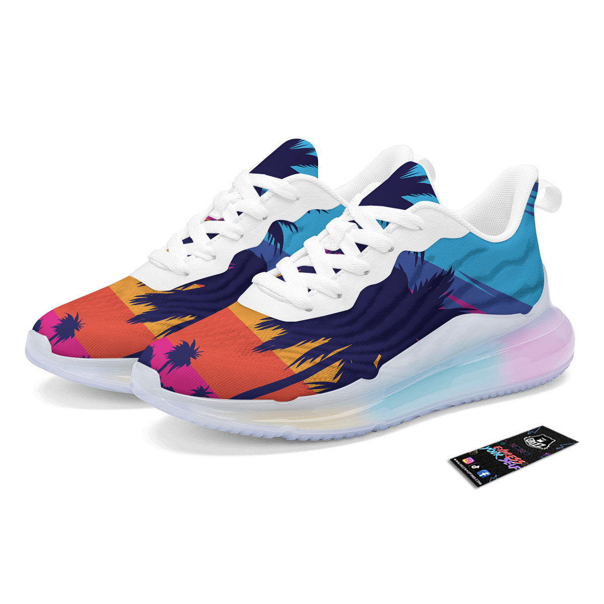 Sunset On The Beach And Palm Trees Print Running Sneakers-grizzshop