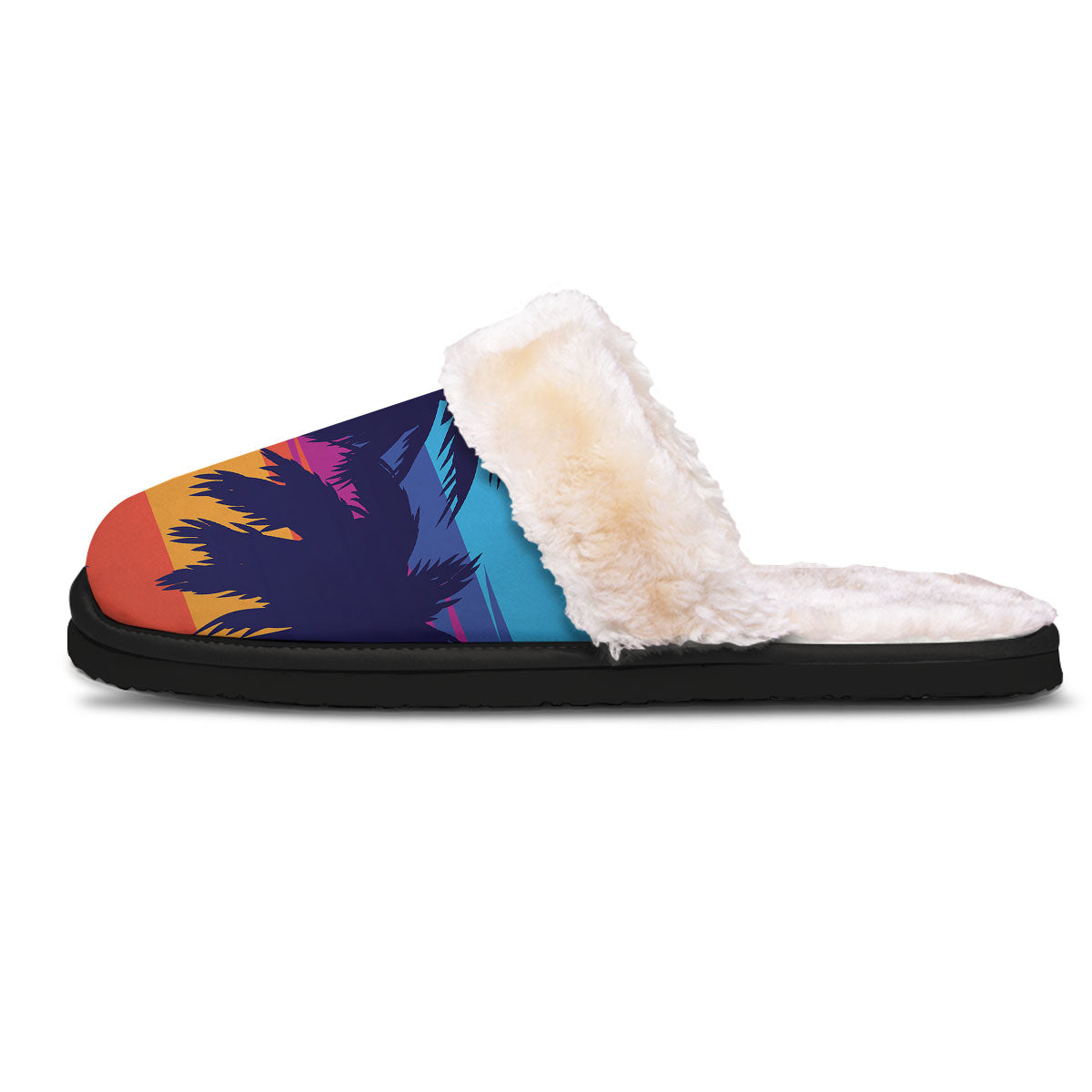 Sunset On The Beach And Palm Trees Print Slippers-grizzshop