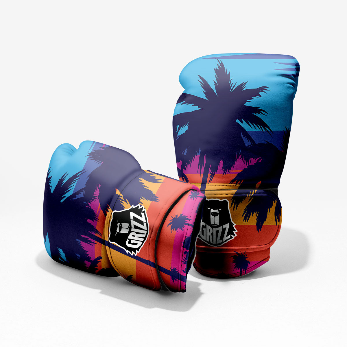 Sunset On The Beach And Palm Trees Print Pro Boxing Glove