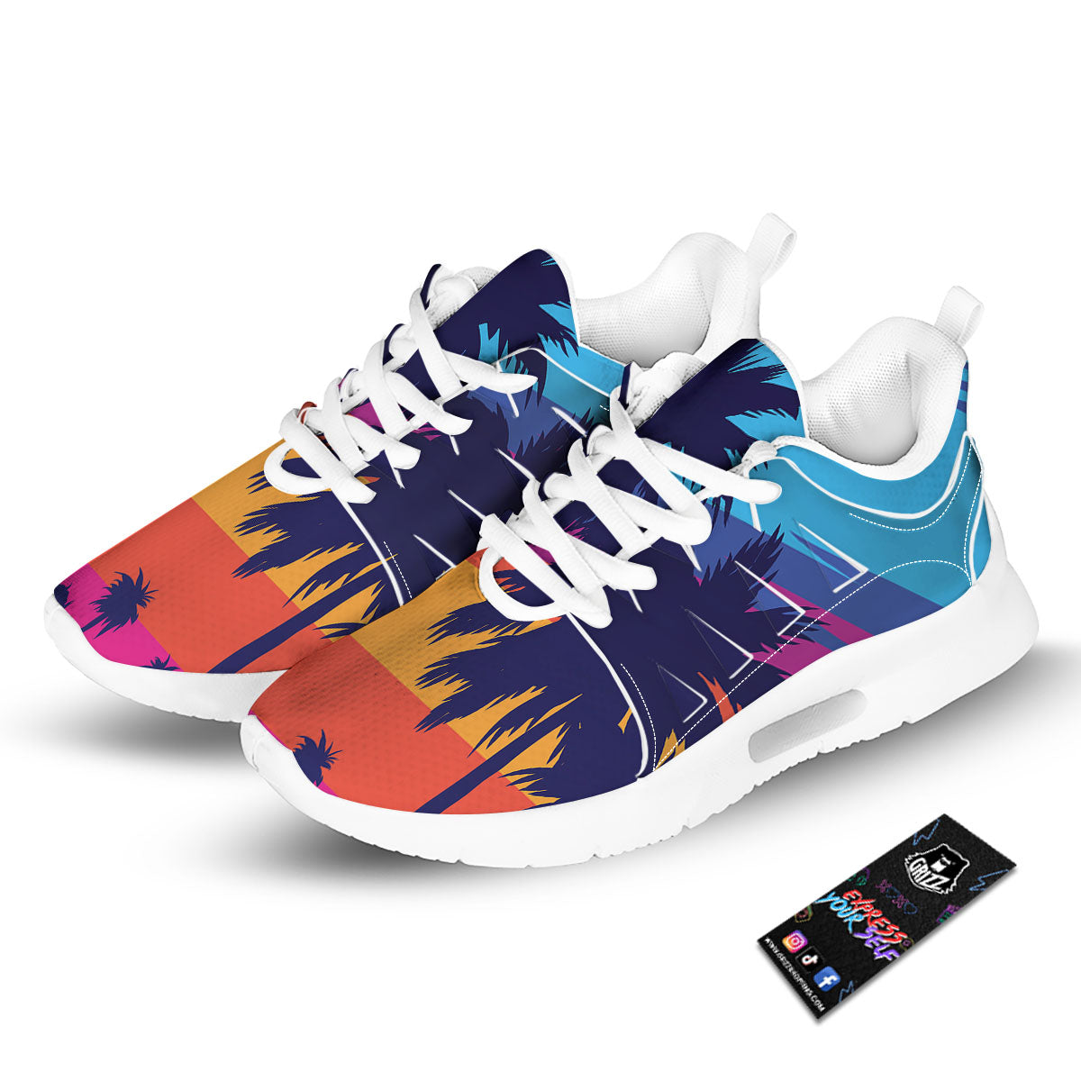 Sunset On The Beach And Palm Trees Print Tennis Shoes-grizzshop