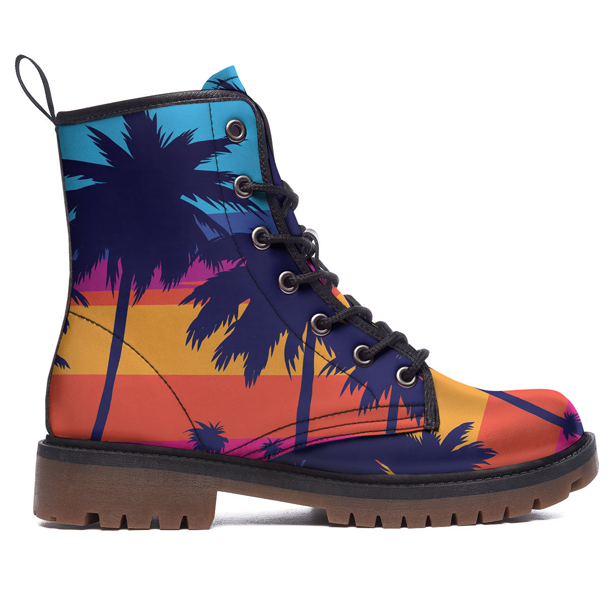 Sunset On The Beach And Palm Trees Print Work Boots-grizzshop
