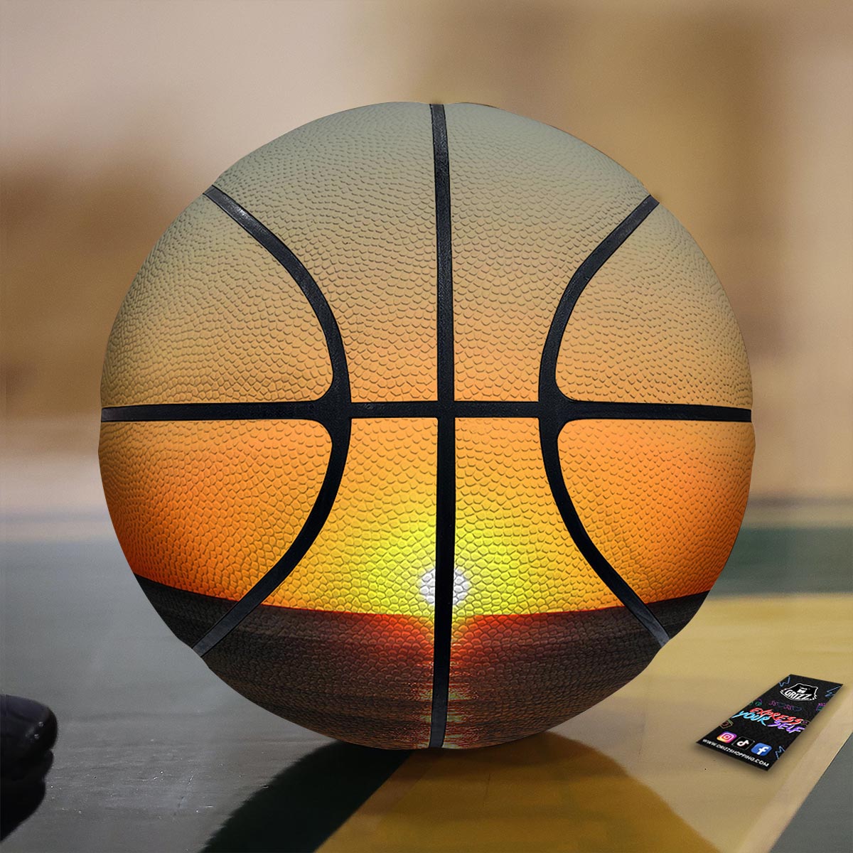 Sunset Over Sea Print Basketball