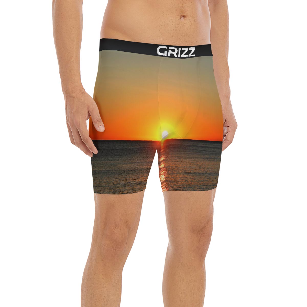 Sunset Over Sea Print Boxer Briefs-grizzshop