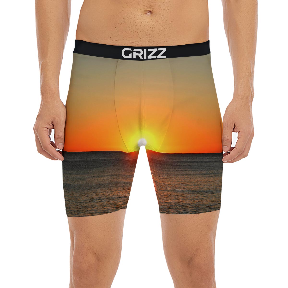 Sunset Over Sea Print Boxer Briefs-grizzshop