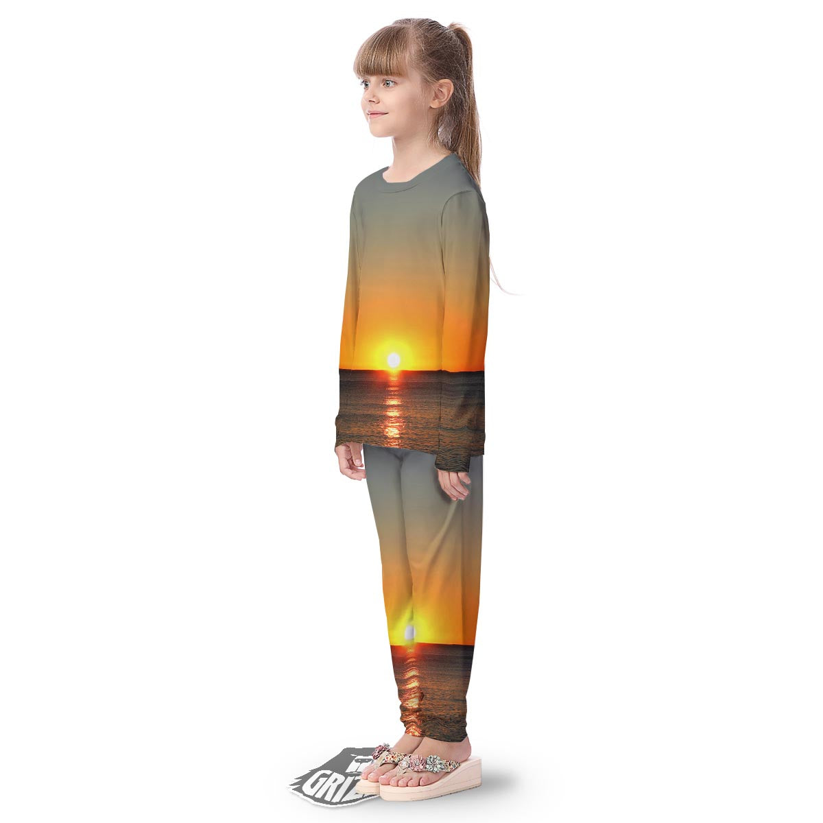 Sunset Over Sea Print Kid's Pajamas-grizzshop