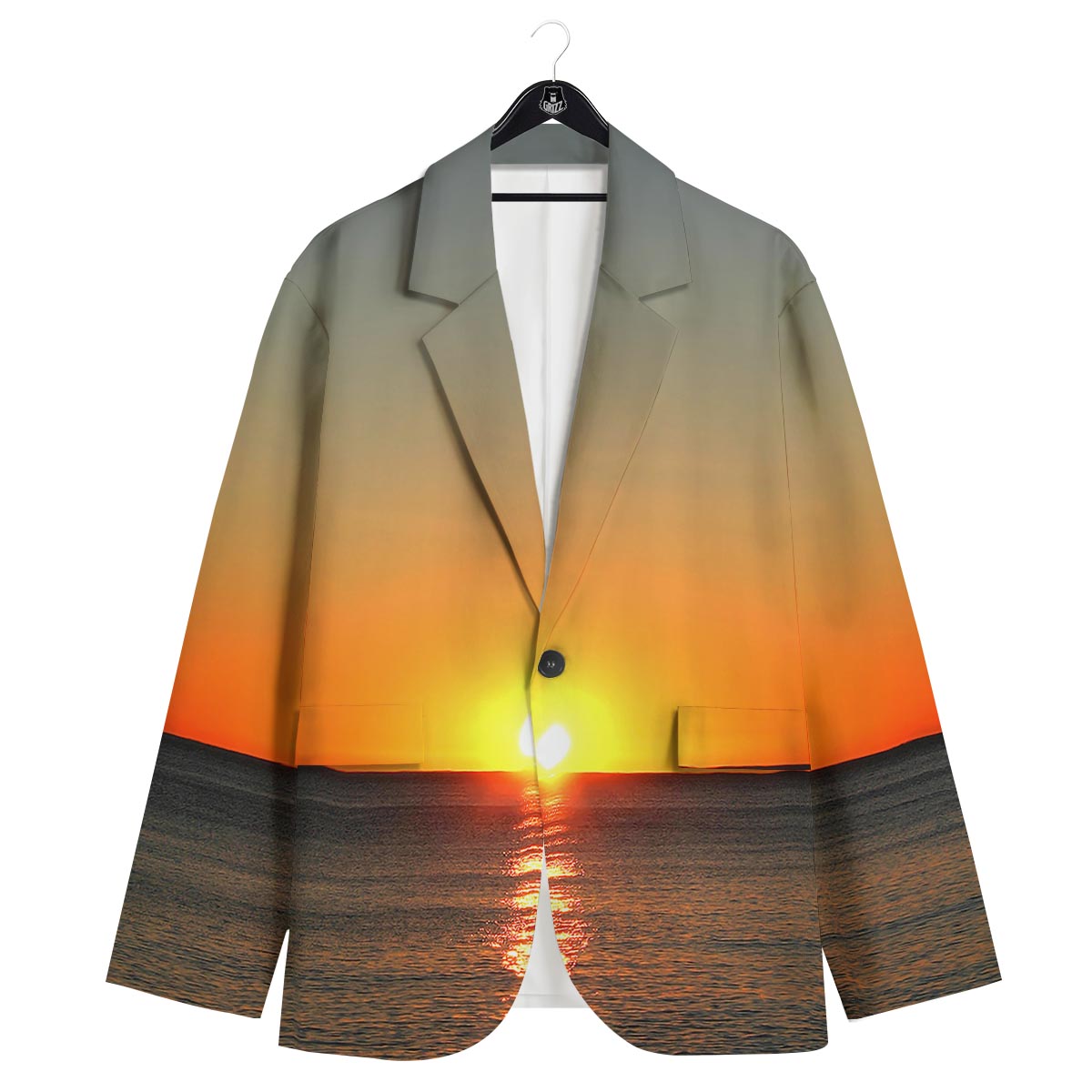 Sunset Over Sea Print Men's Sport Coat-grizzshop