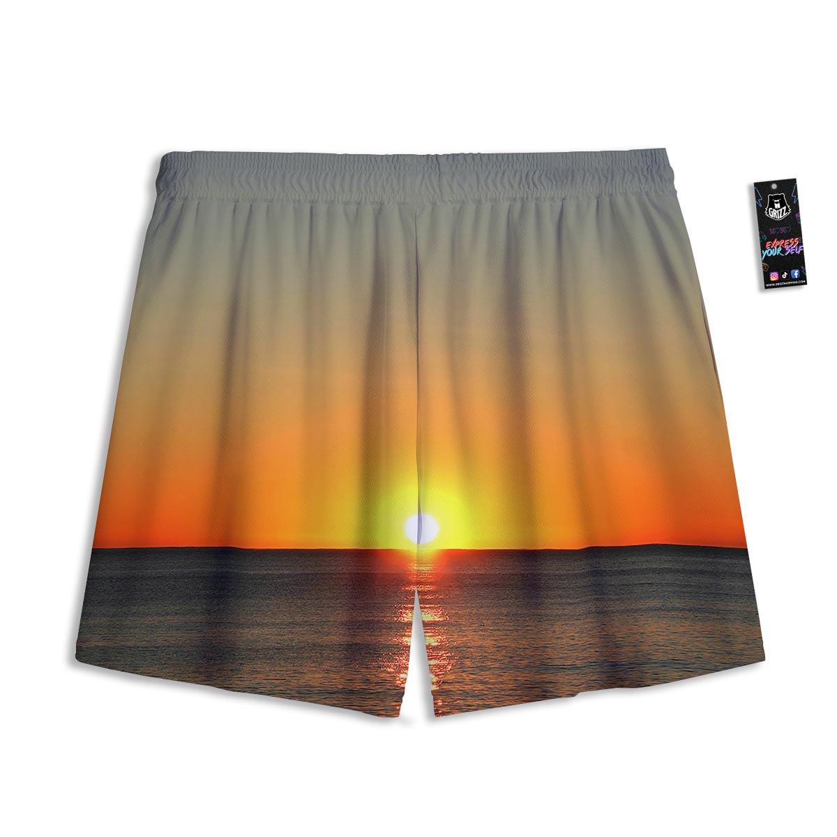 Sunset Over Sea Print Mesh Shorts