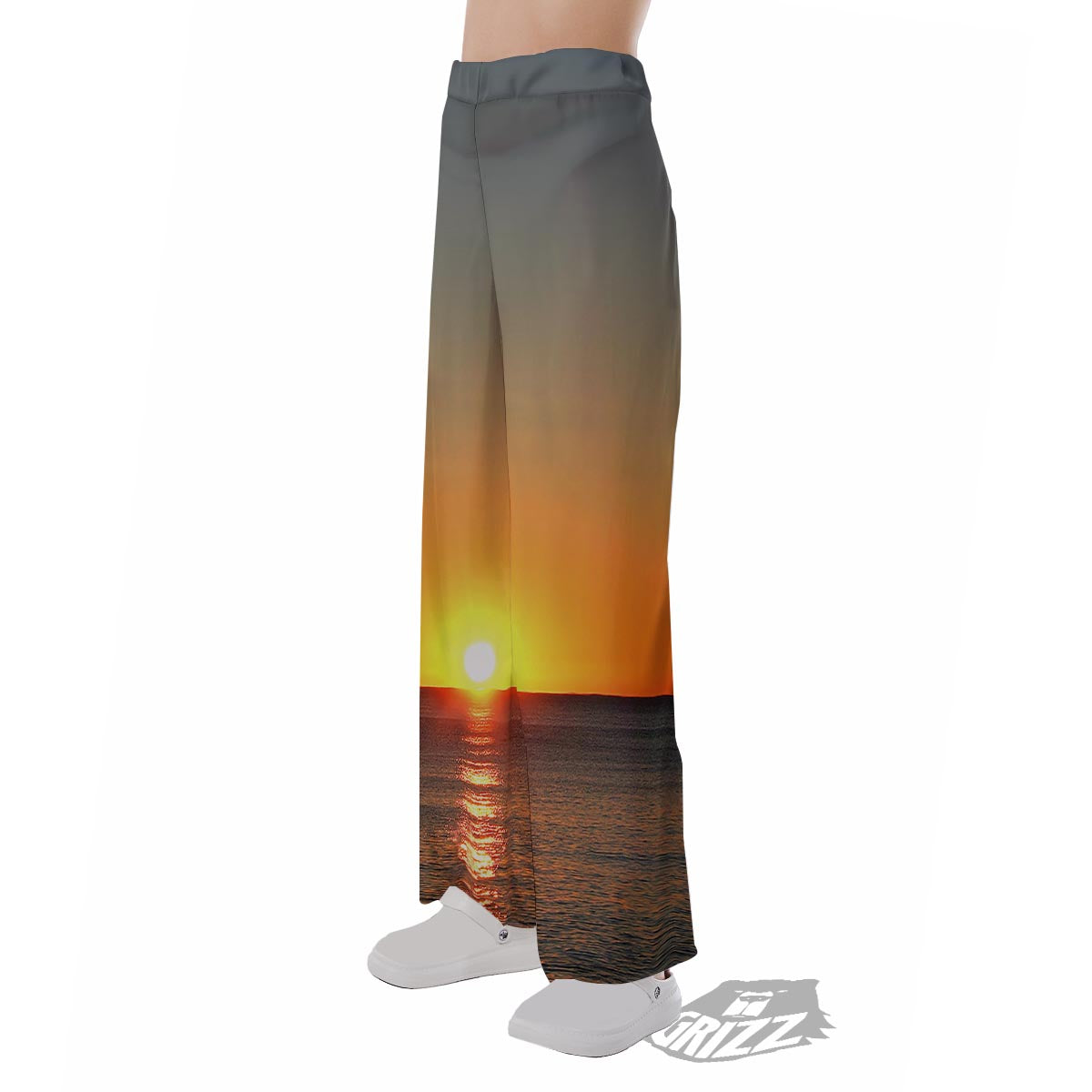 Sunset Over Sea Print Pajama Pants-grizzshop