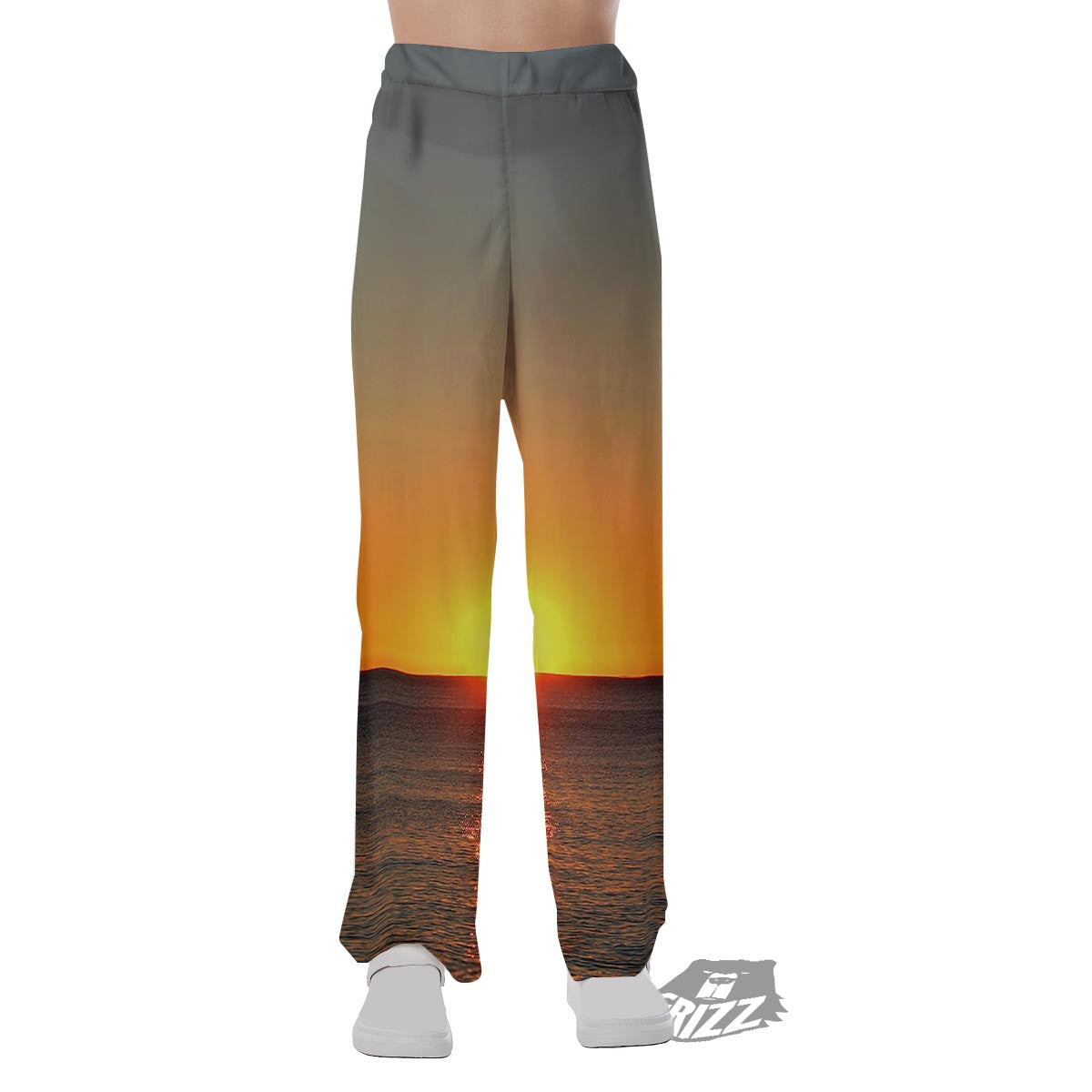 Sunset Over Sea Print Pajama Pants-grizzshop