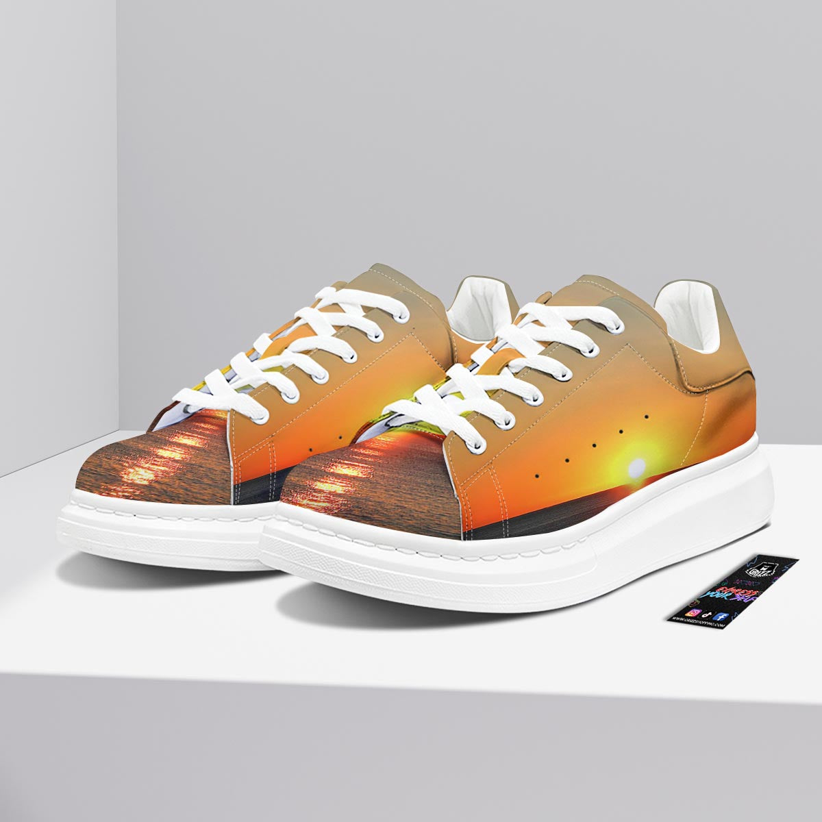 Sunset Over Sea Print Platform Shoes-grizzshop
