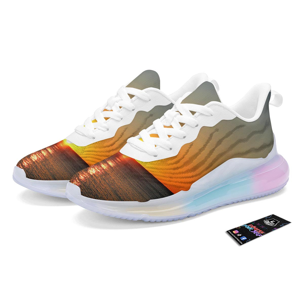 Sunset Over Sea Print Running Sneakers-grizzshop