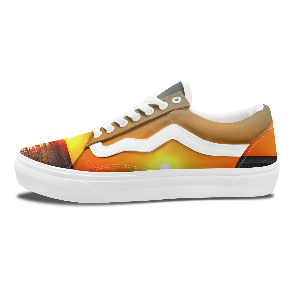 Sunset Over Sea Print Skate Shoes-grizzshop