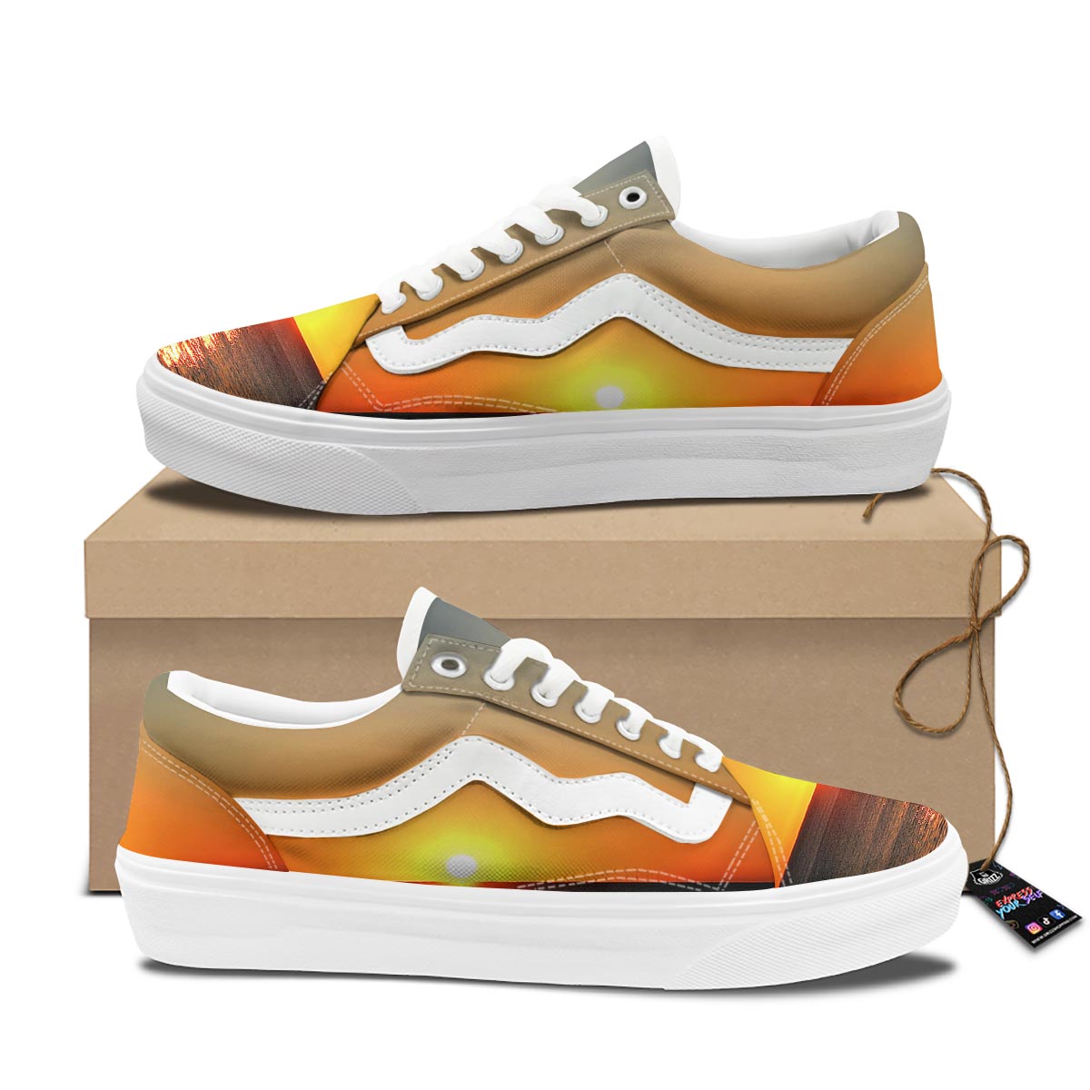 Sunset Over Sea Print Skate Shoes-grizzshop