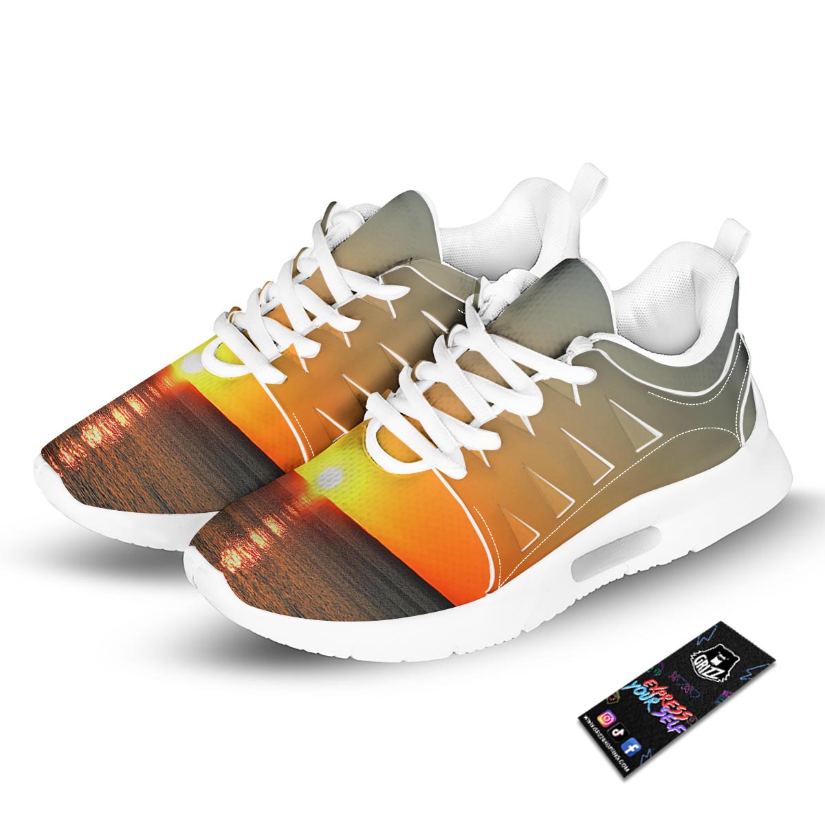 Sunset Over Sea Print Tennis Shoes-grizzshop