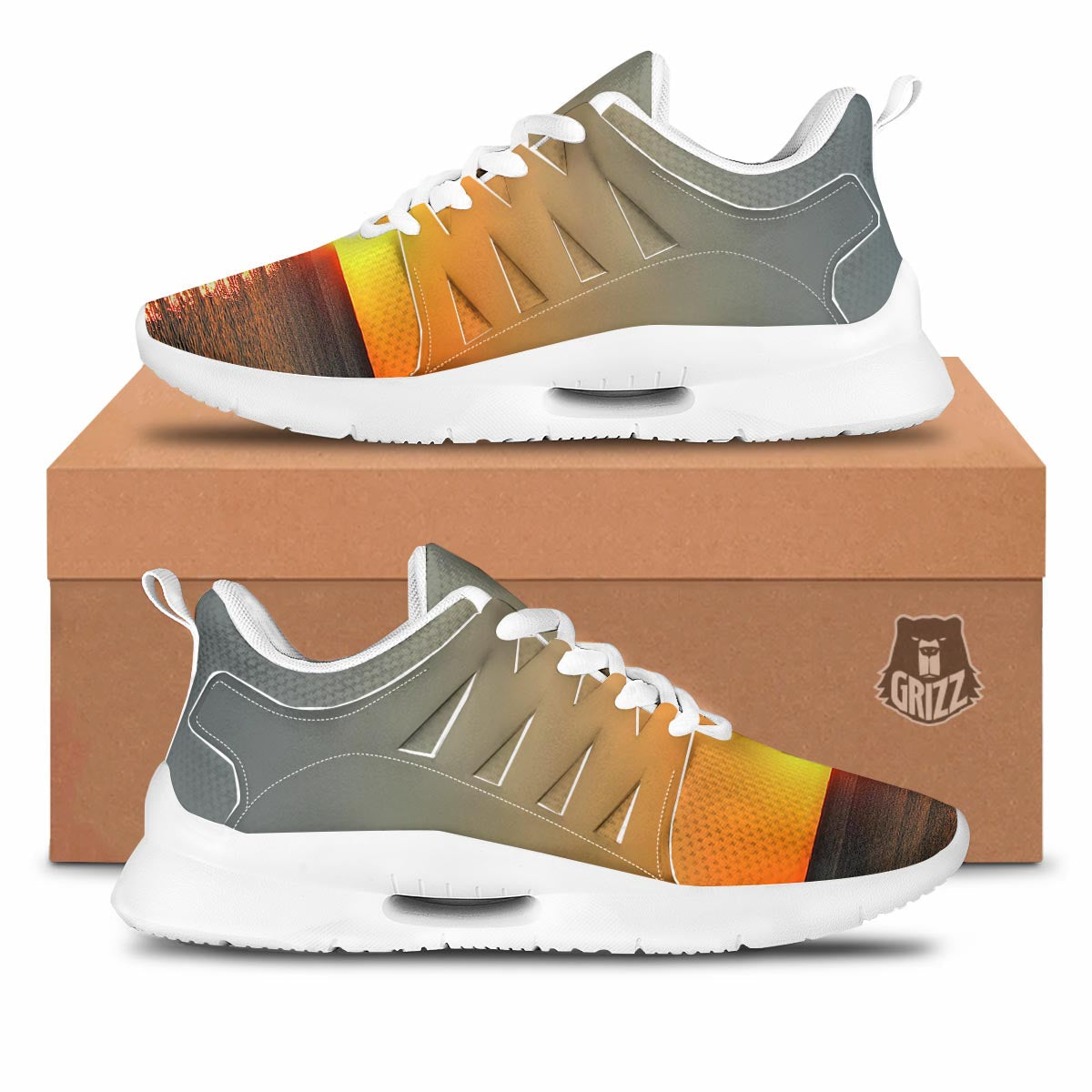 Sunset Over Sea Print Tennis Shoes-grizzshop