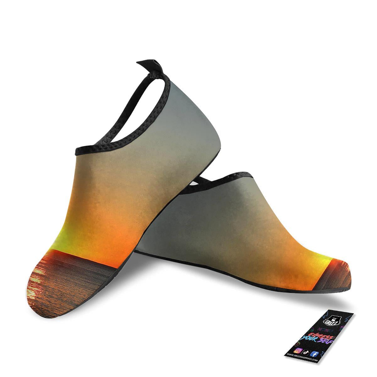 Sunset Over Sea Print Water Shoes-grizzshop
