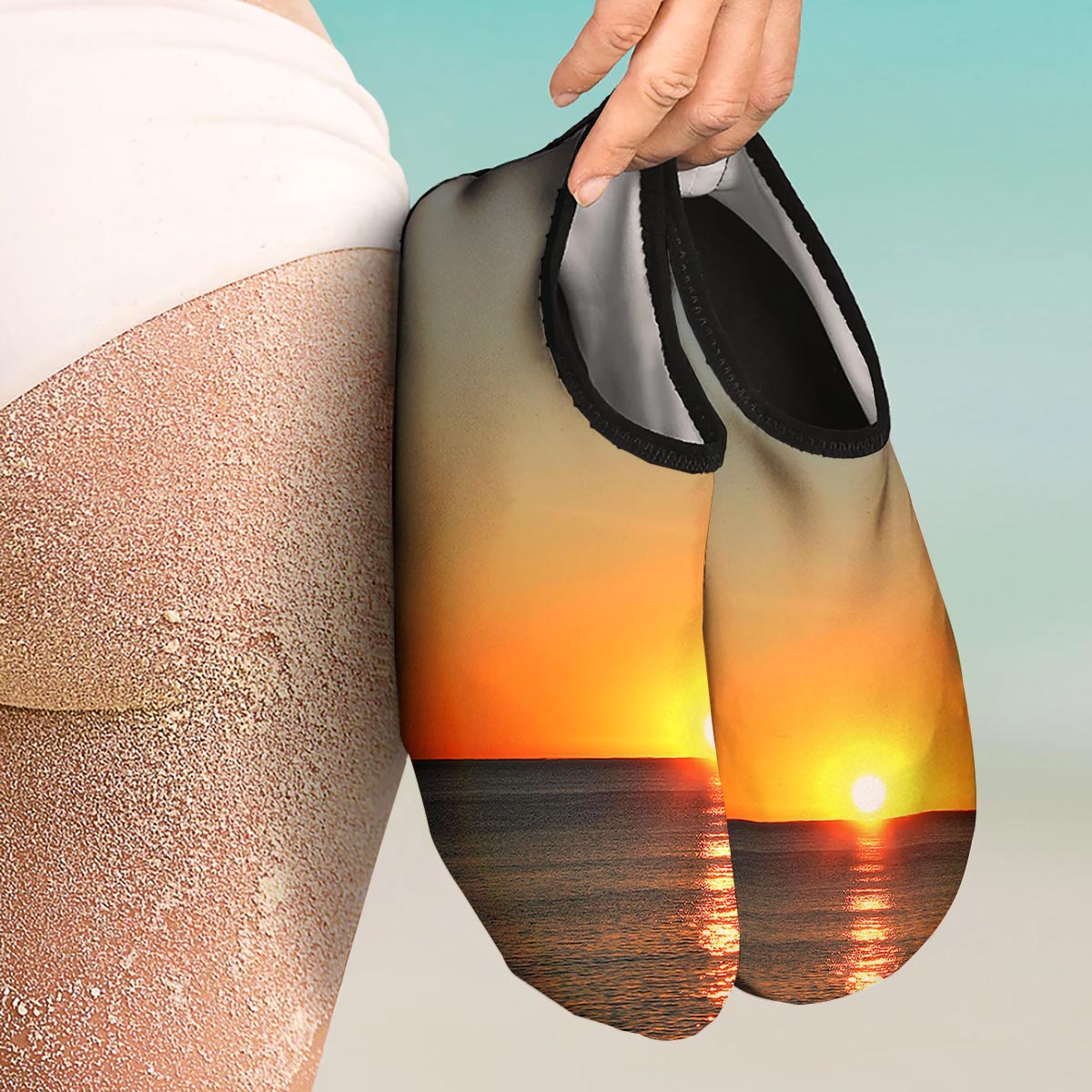 Sunset Over Sea Print Water Shoes-grizzshop