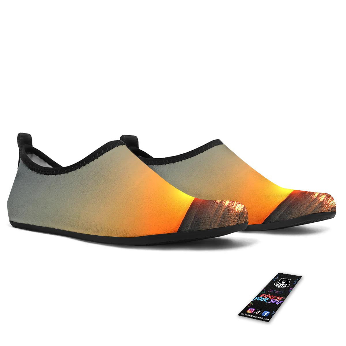 Sunset Over Sea Print Water Shoes-grizzshop