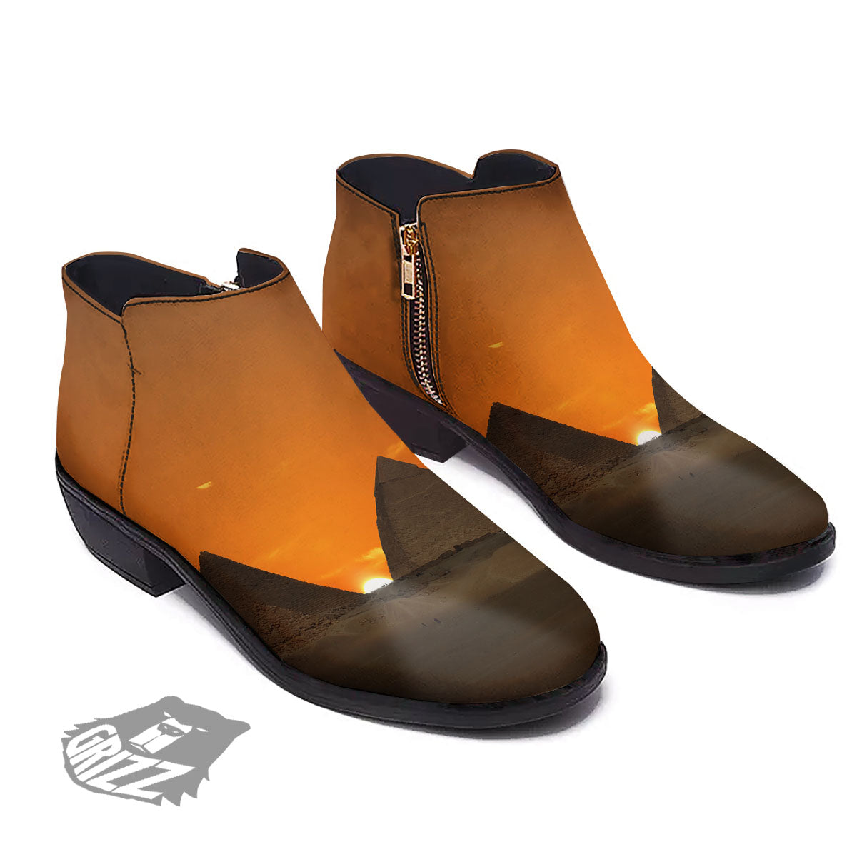 Sunset Pyramid Print Ankle Boots-grizzshop