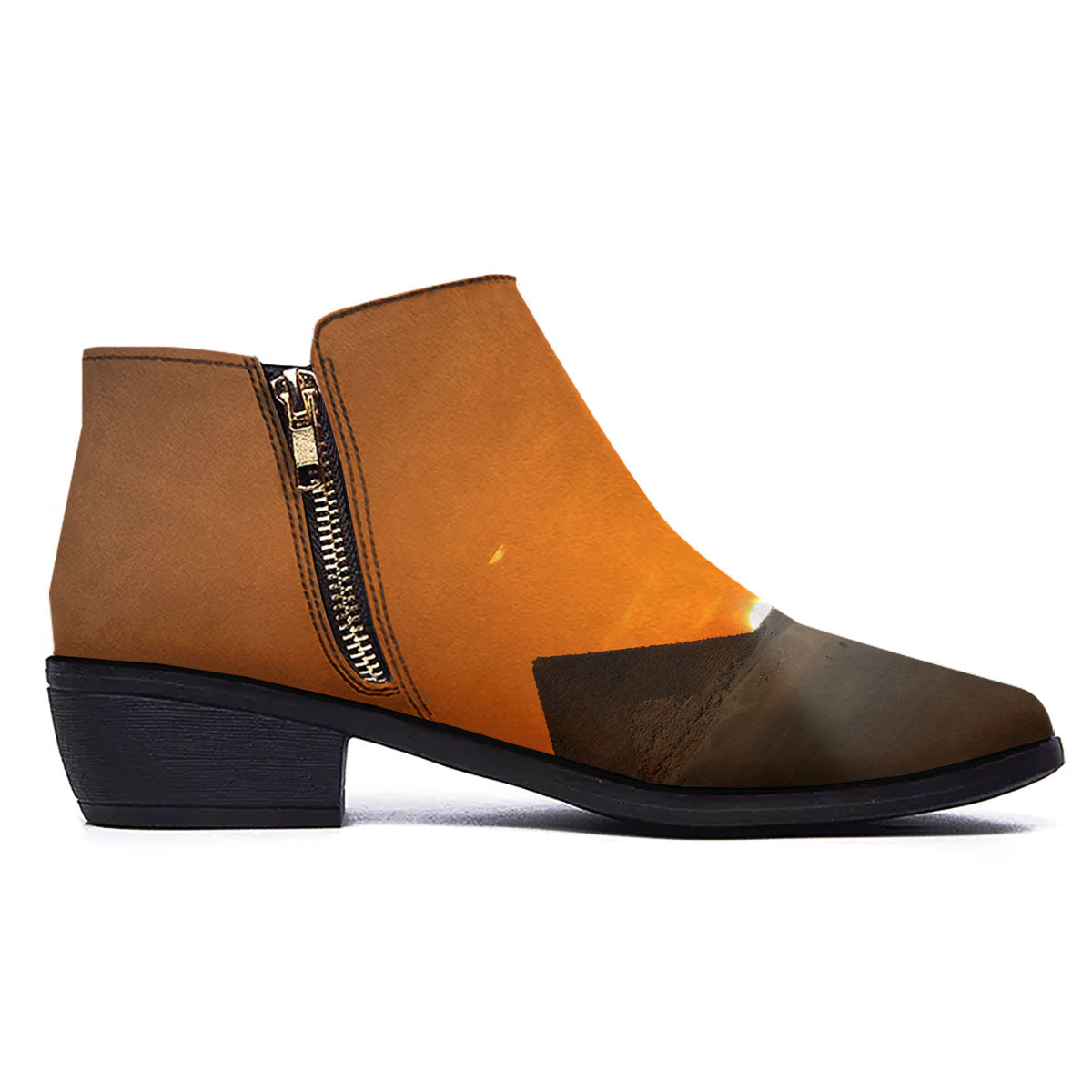 Sunset Pyramid Print Ankle Boots-grizzshop