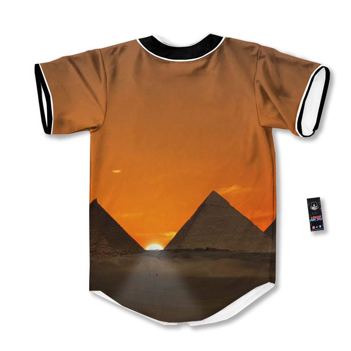 Sunset Pyramid Print Baseball Jersey-grizzshop