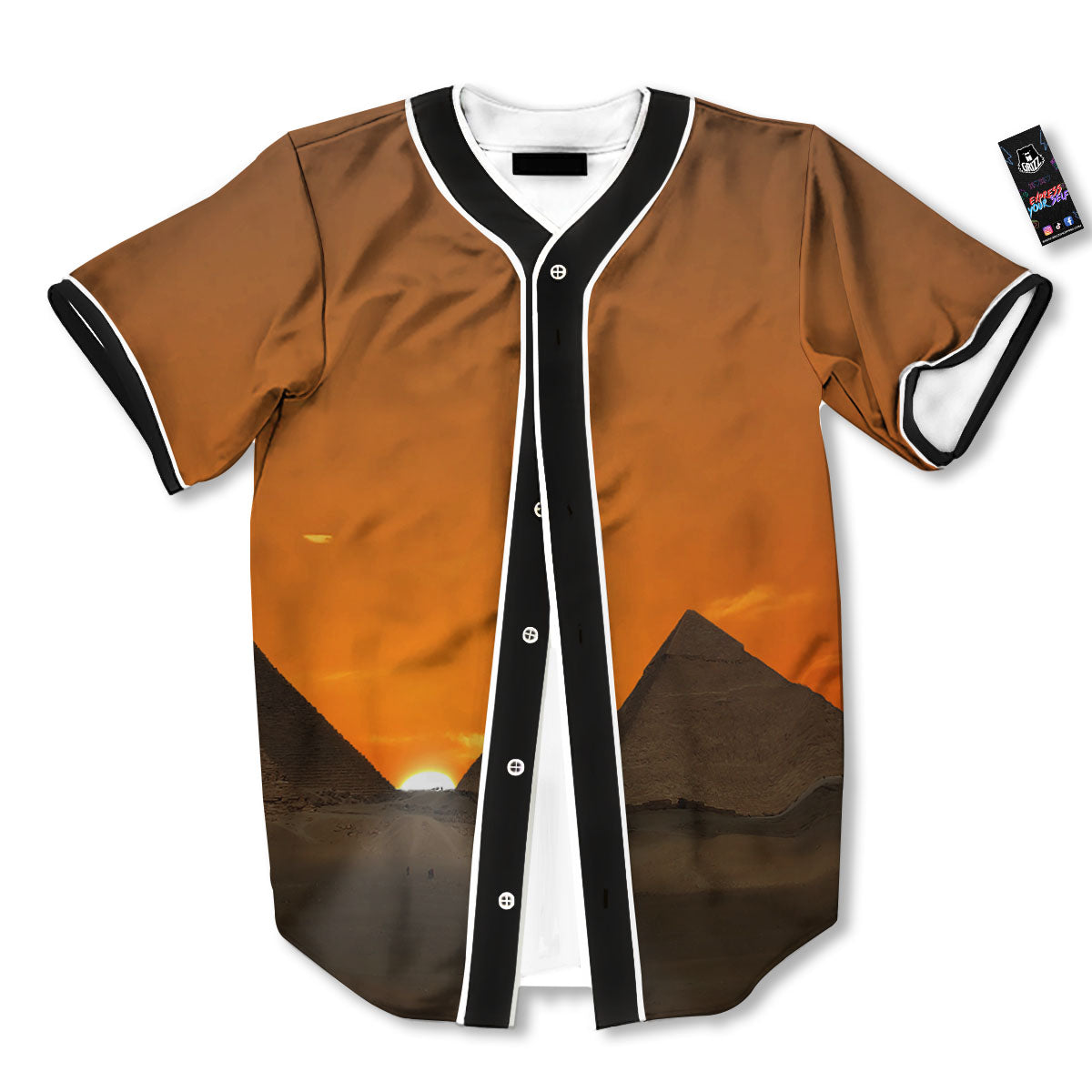 Sunset Pyramid Print Baseball Jersey-grizzshop