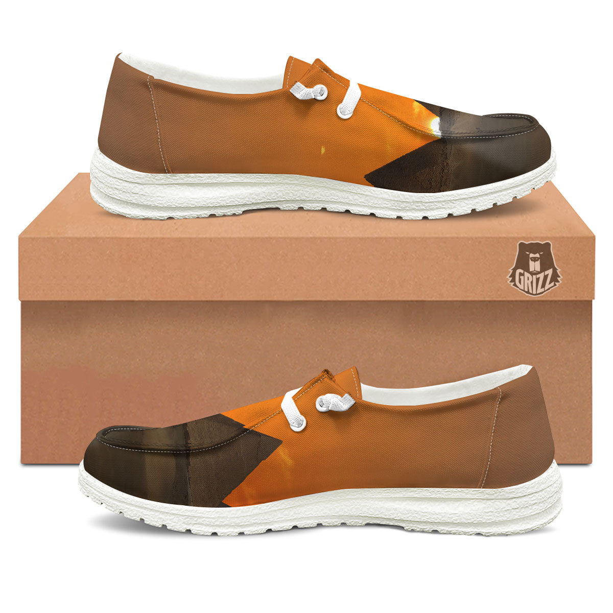 Sunset Pyramid Print Black Loafers-grizzshop
