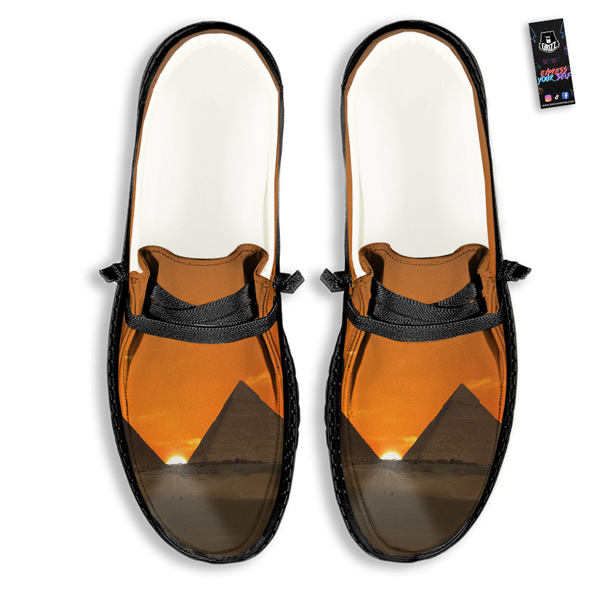 Sunset Pyramid Print Black Loafers-grizzshop