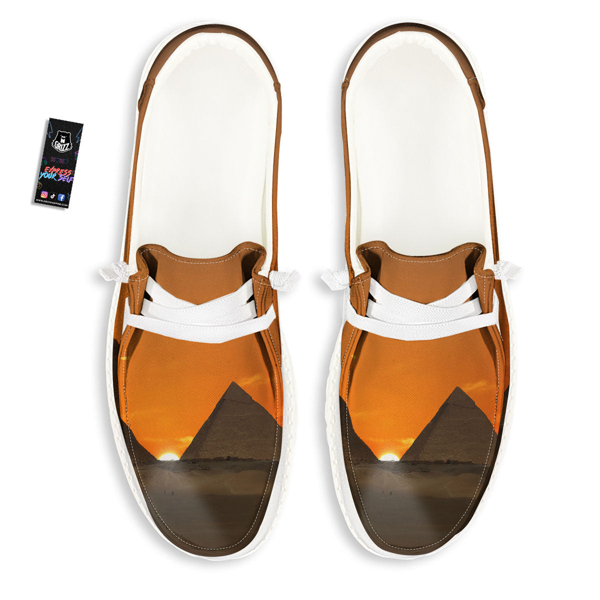 Sunset Pyramid Print Black Loafers-grizzshop