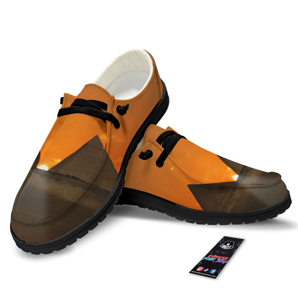 Sunset Pyramid Print Black Loafers-grizzshop