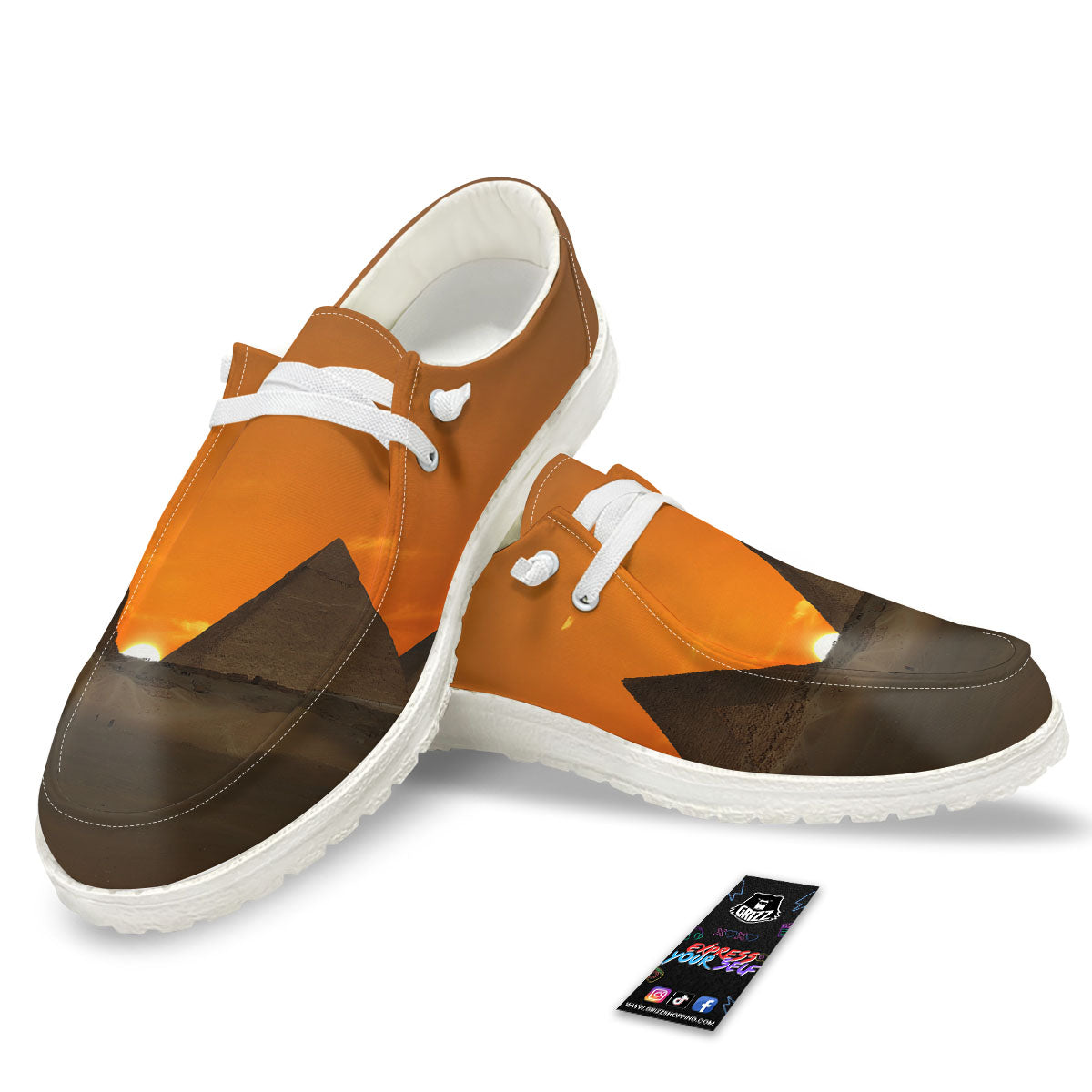 Sunset Pyramid Print Black Loafers-grizzshop