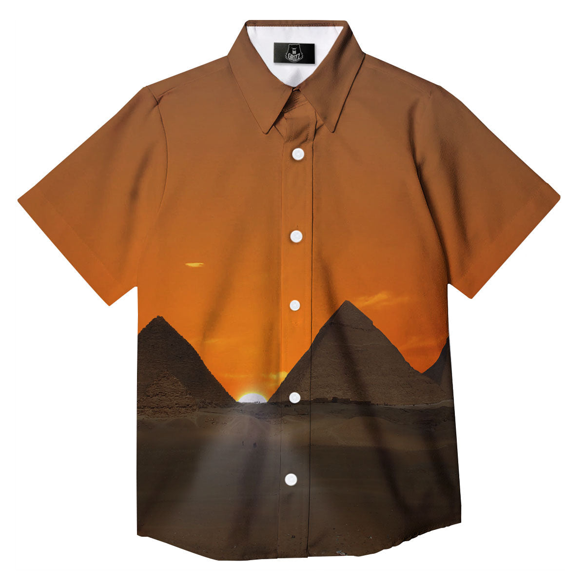 Sunset Pyramid Print Button Up Shirt-grizzshop