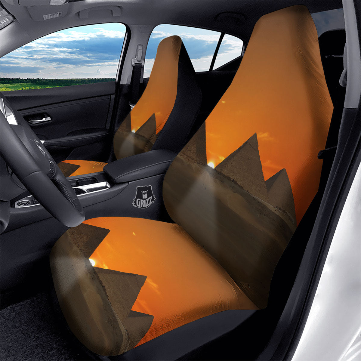 Sunset Pyramid Print Car Seat Covers-grizzshop