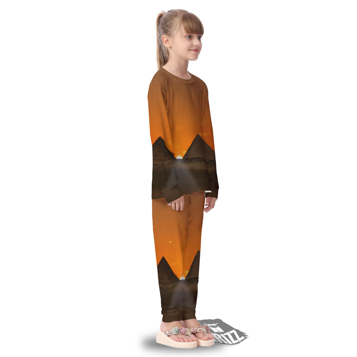 Sunset Pyramid Print Kid's Pajamas-grizzshop