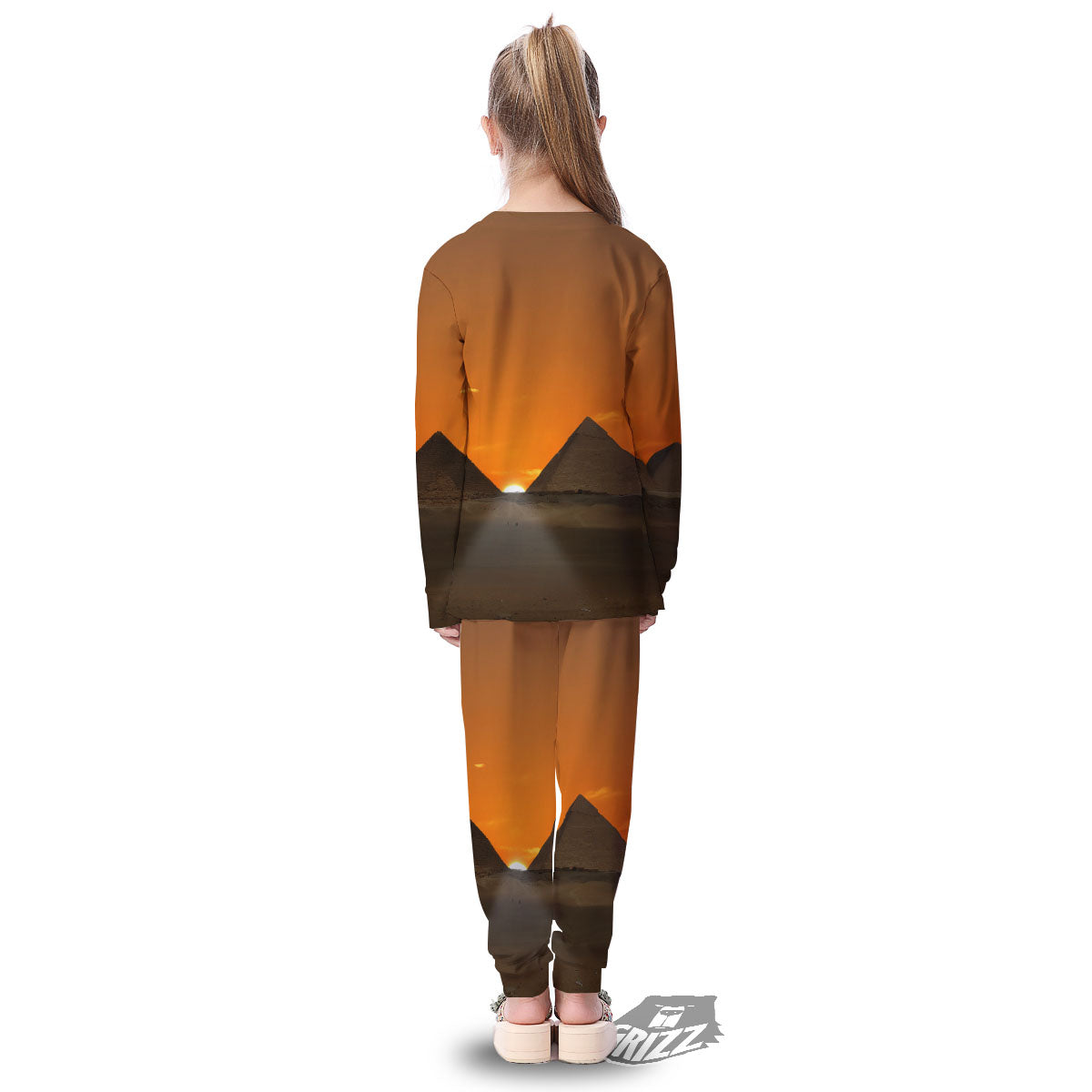 Sunset Pyramid Print Kid's Pajamas-grizzshop