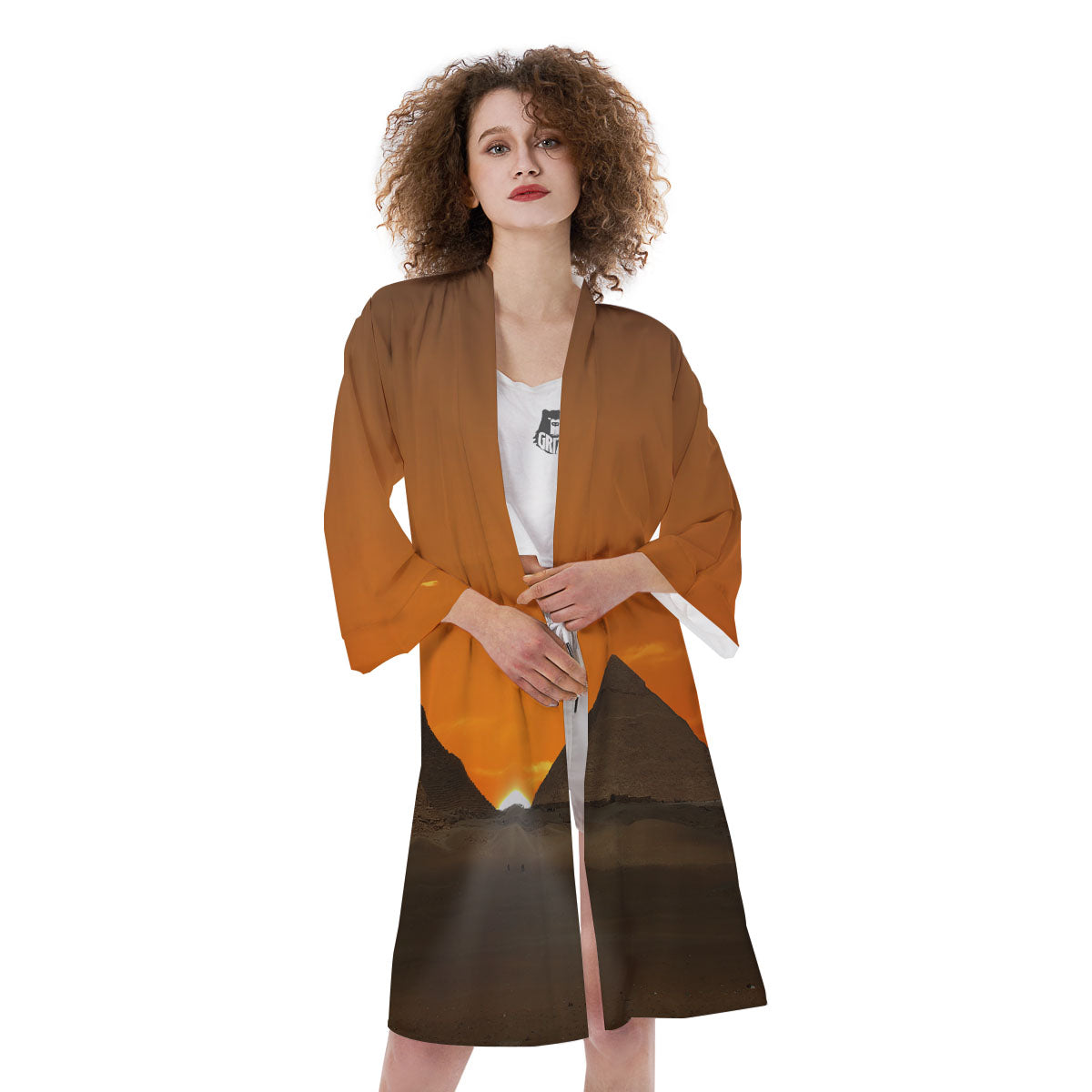 Sunset Pyramid Print Kimono-grizzshop