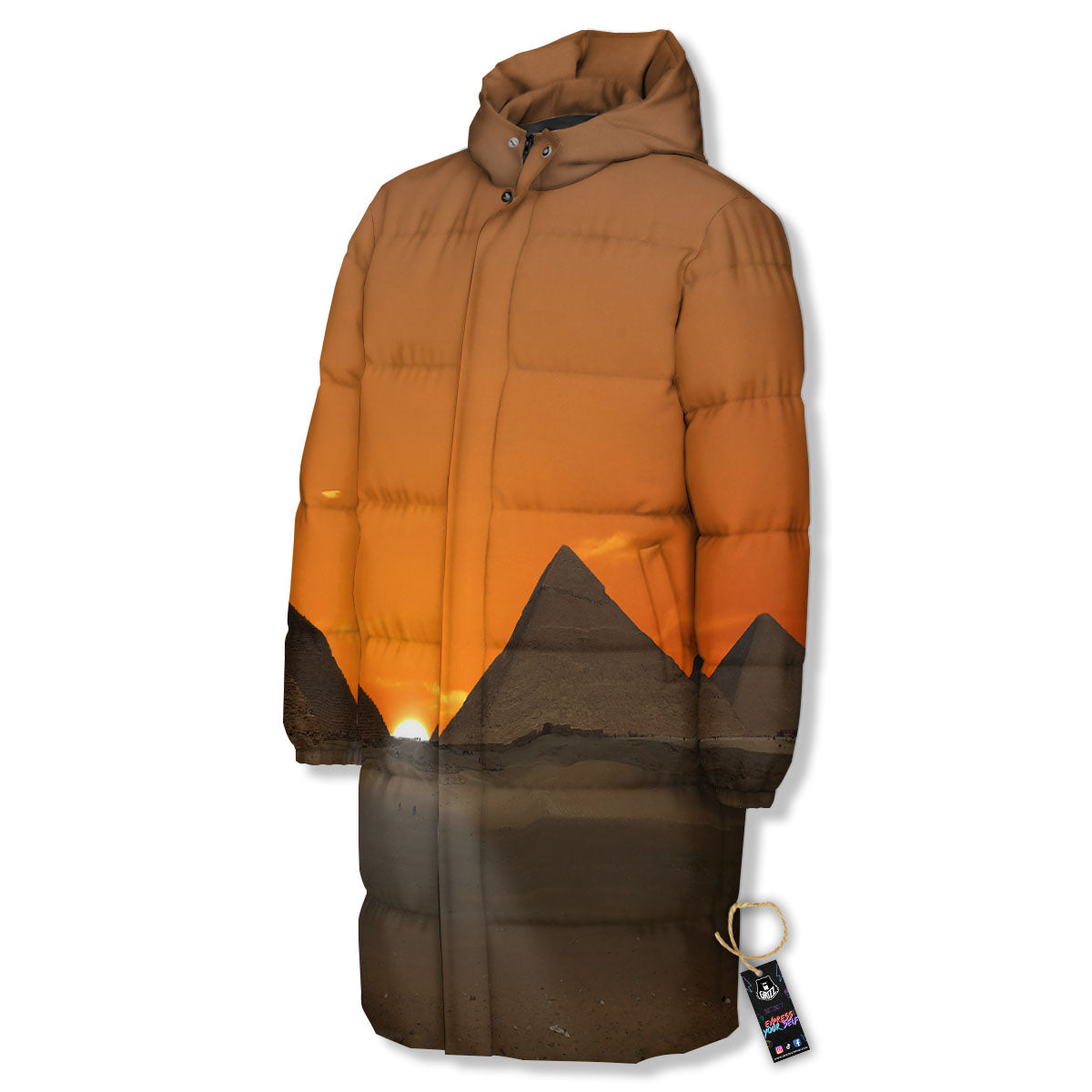 Sunset Pyramid Print Long Down Jacket-grizzshop