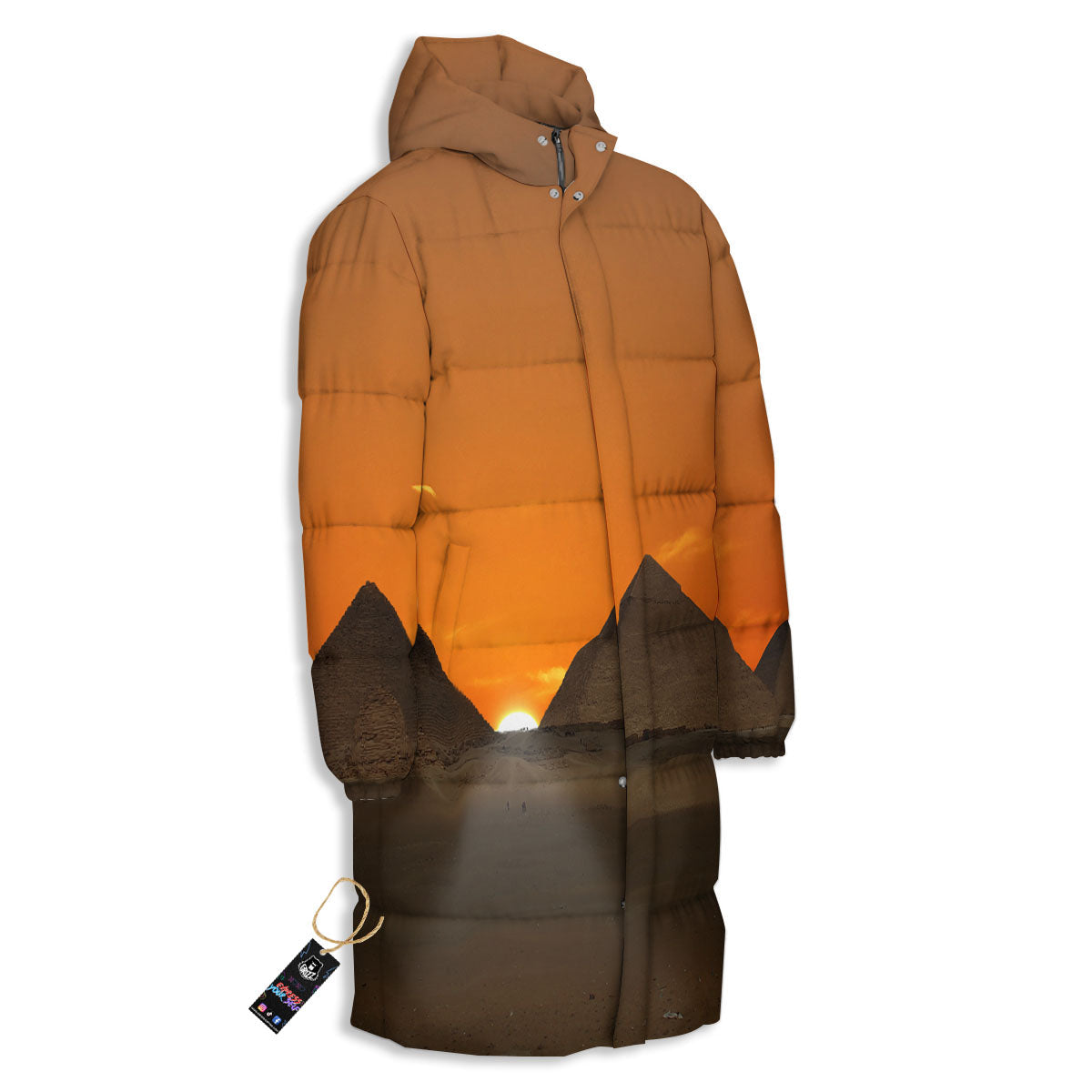 Sunset Pyramid Print Long Down Jacket-grizzshop